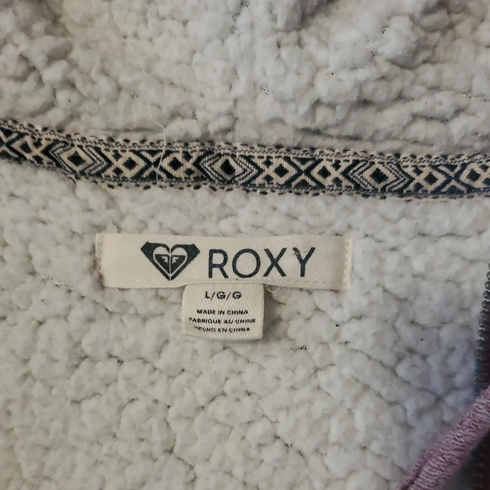 Roxy Light Pink Hooded Sherpa Fleece Hooded Jacket with Maroon Trim - Picture 2 of 9